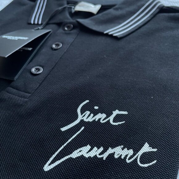 Saint Laurent Men New Casual Polo Shirt Small Black Color - Picture 4 of 5
